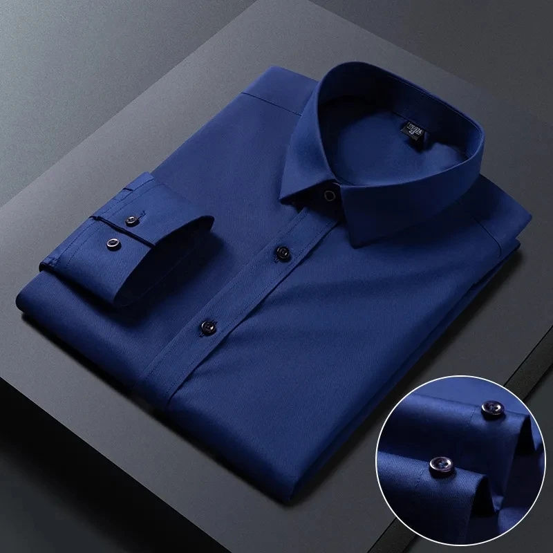 Miniatura: Bamboo Fiber Stretch Anti-Wrinkle Mens Shirt Long Sleeve Dress Shirts For Slim F