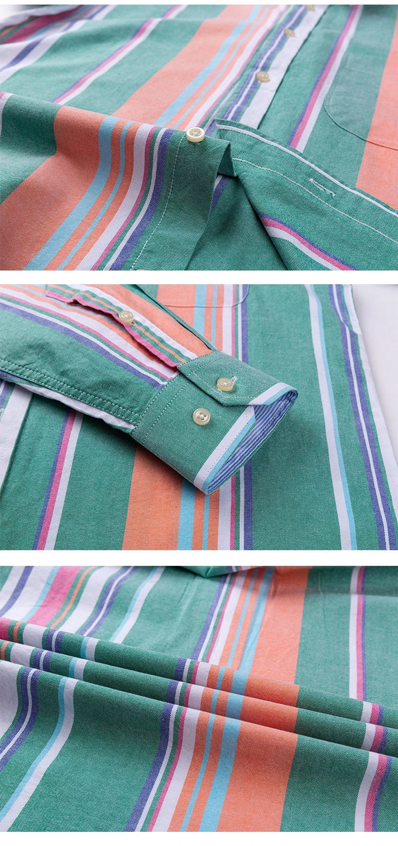 Miniatura: 100% Cotton Oxford Men's Shirts Long Sleeves Plaid Soft Regular Fit Formal Dress