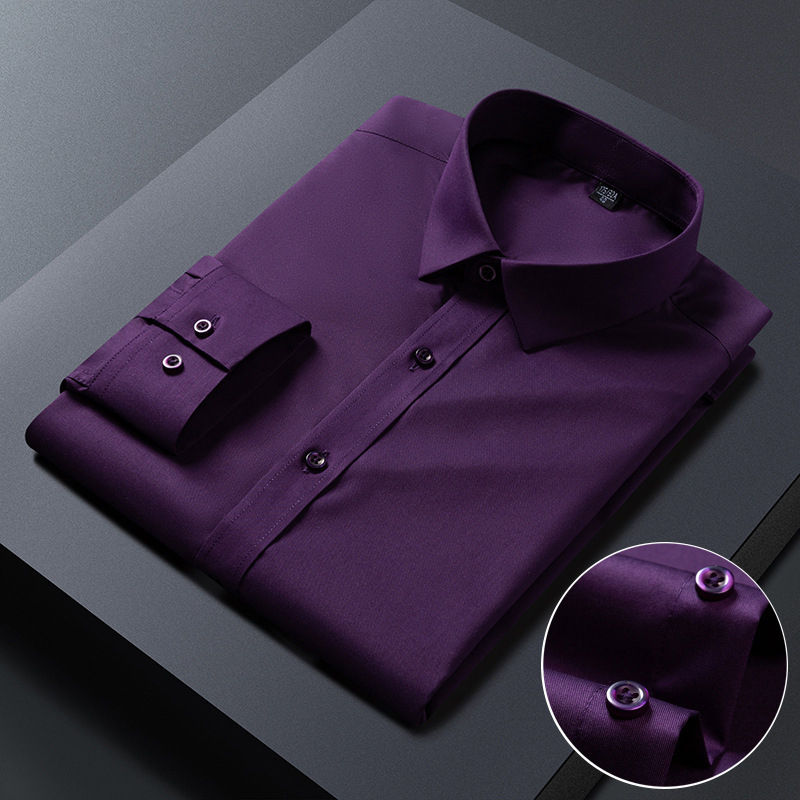 Miniatura: Bamboo Fiber Stretch Anti-Wrinkle Mens Shirt Long Sleeve Dress Shirts For Slim F