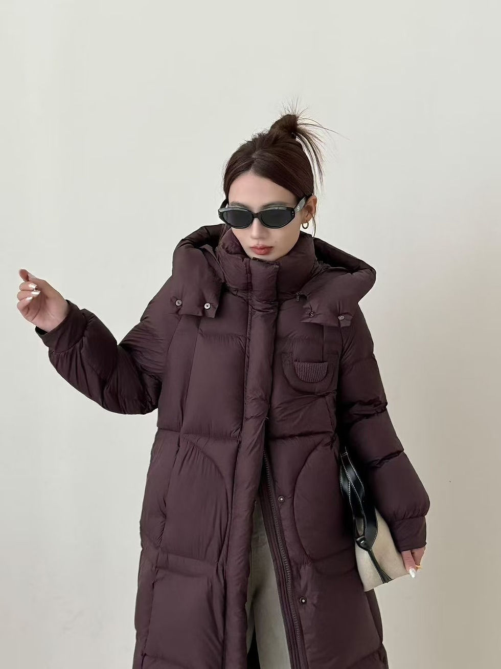 Miniatura: Hirsionsan Winter Long Solid Hooded Puffer Clothing Women Loose Casual White Duc