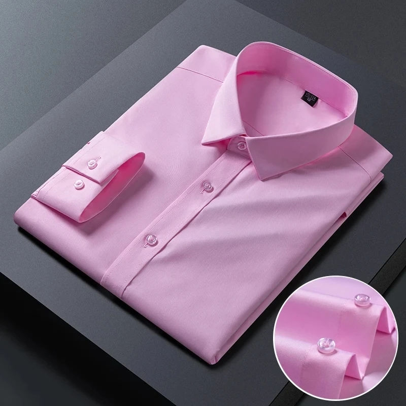 Miniatura: Bamboo Fiber Stretch Anti-Wrinkle Mens Shirt Long Sleeve Dress Shirts For Slim F