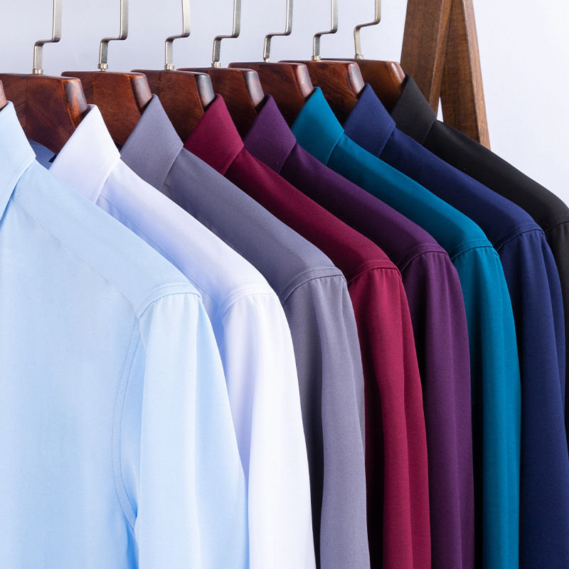 Miniatura: Bamboo Fiber Stretch Anti-Wrinkle Mens Shirt Long Sleeve Dress Shirts For Slim F