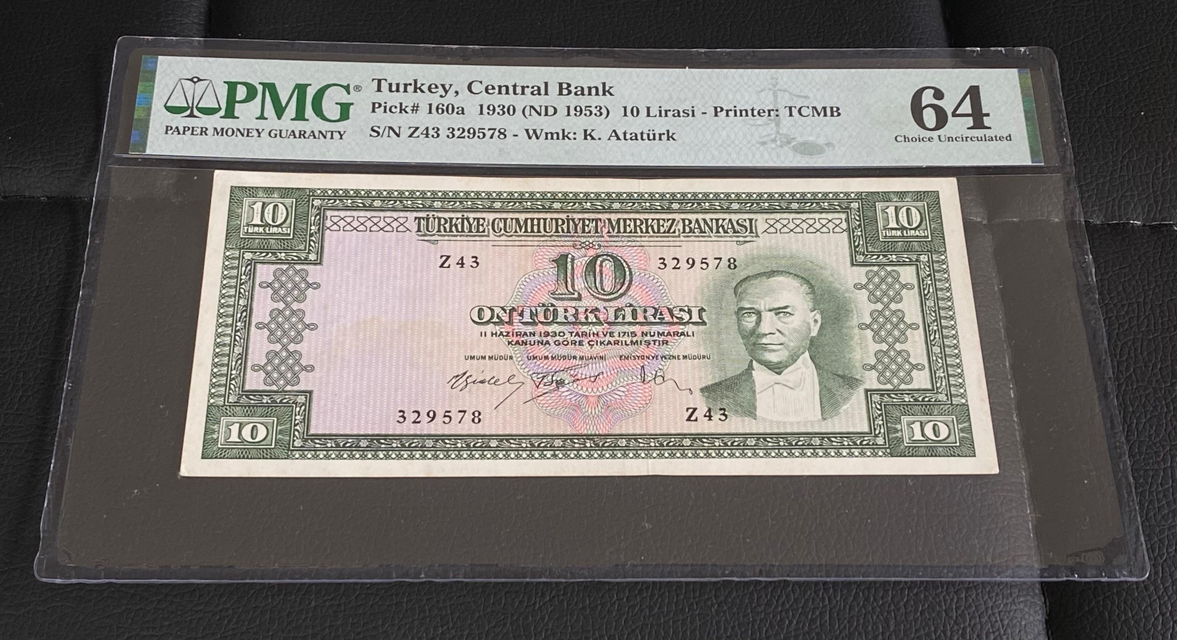 5.Emisyon 5. Tertip 10 Lira  Z43 Serisi Pmg 64 Çil