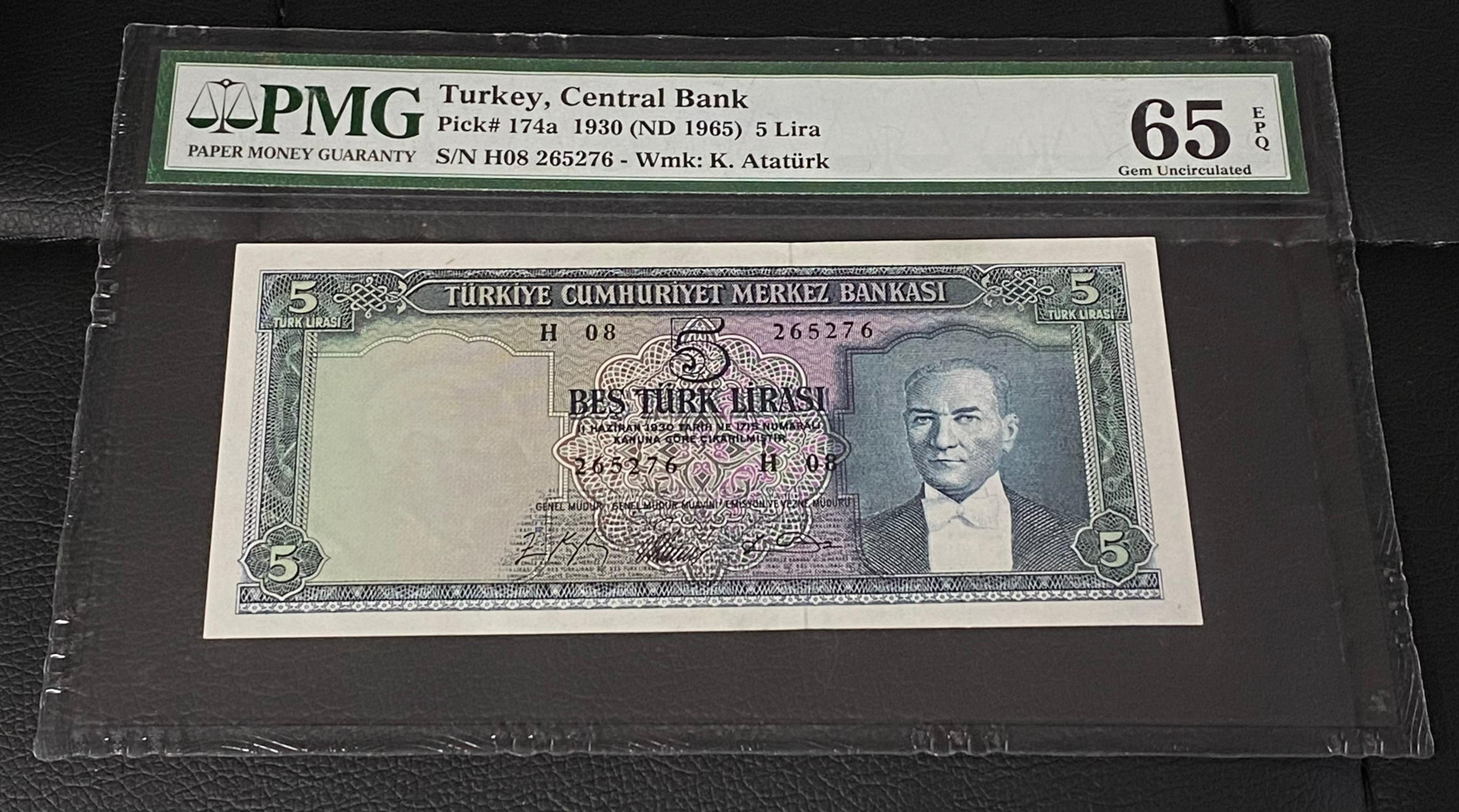 5. Emisyon 4. Tertip 5 Lira H08 Serisi Çil Pmg 65 epq