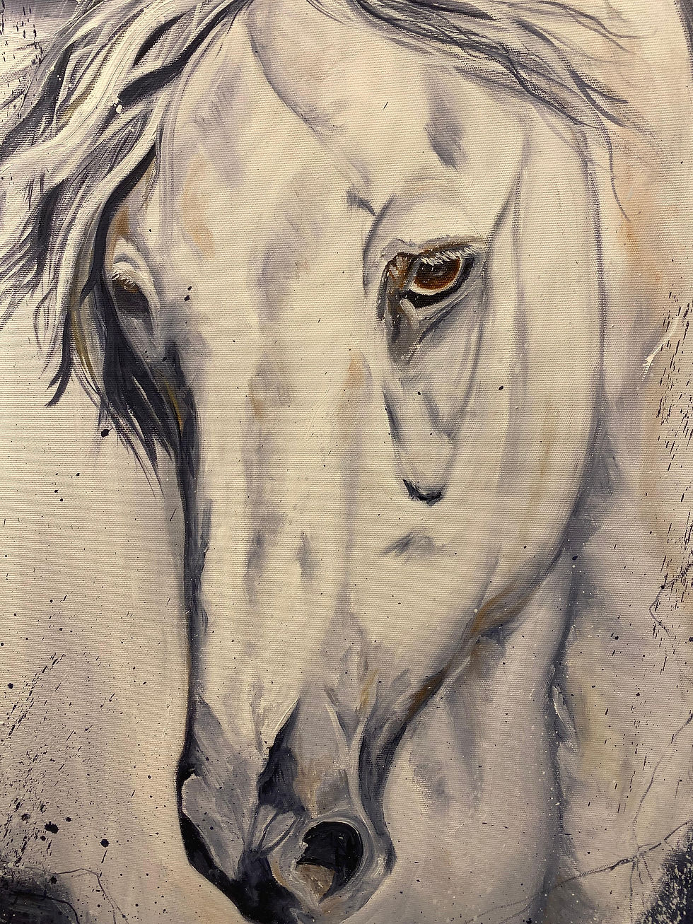 Küçük resim: Züleyha İnan Beyaz At 90 *60 cm Tuval Üzeri