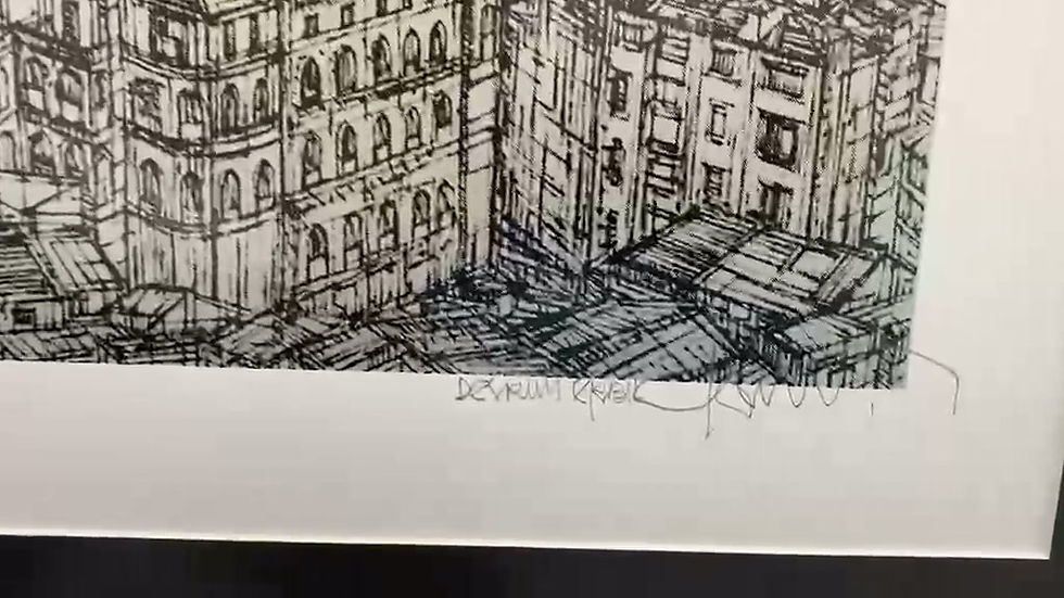 Küçük resim: Devrim Erbil İstanbul Galata ve Haliç Serigrafi Çerçeveli 75 *105 cm