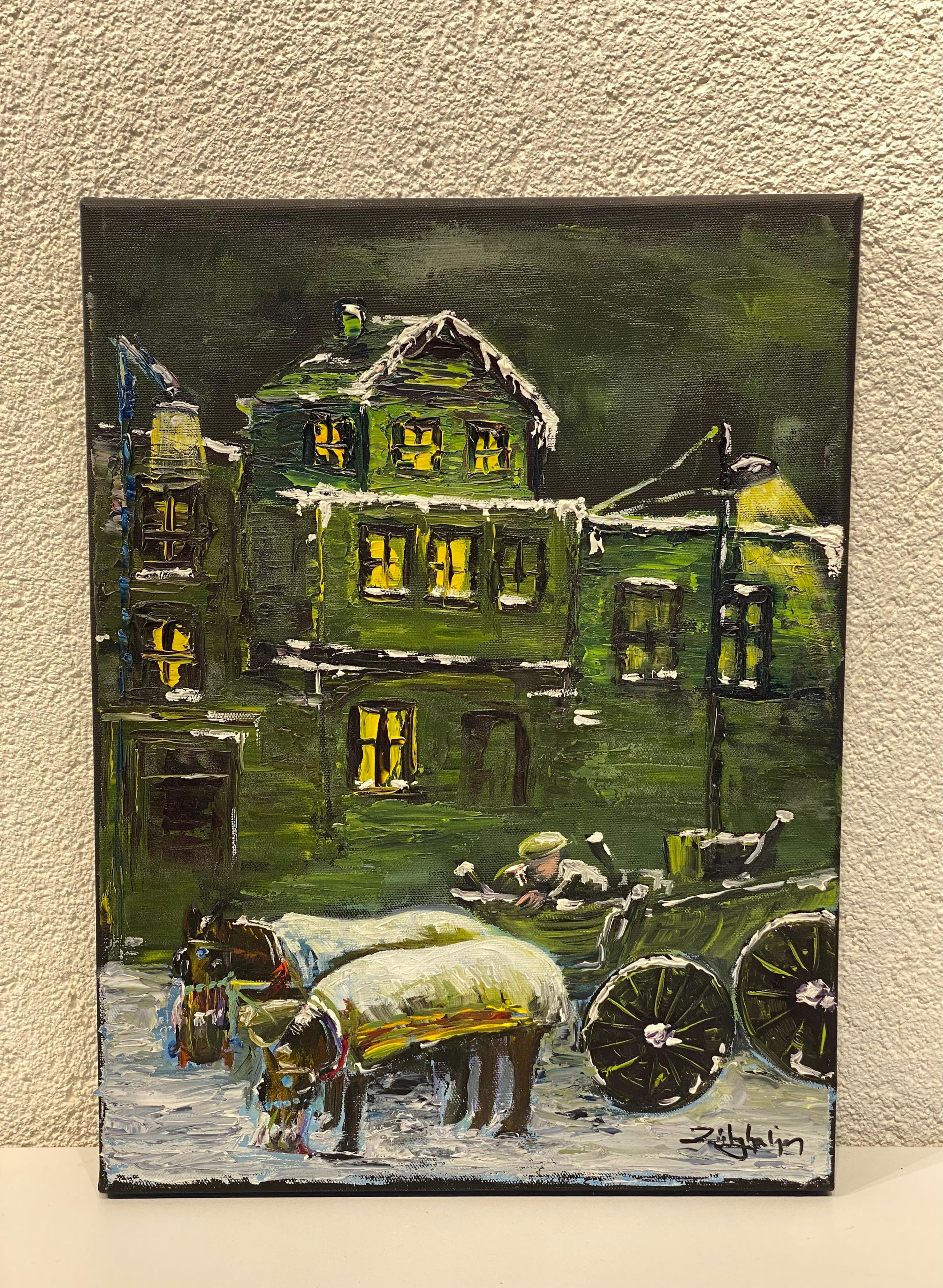 Züleyha İnan Yeşil Ev ve Atlar  30 *40 cm