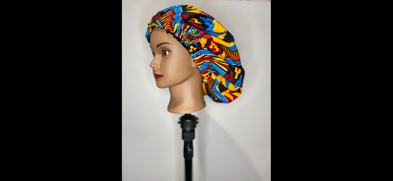 AFRICAN PRINT Reversible Satin-Lined Bonnet