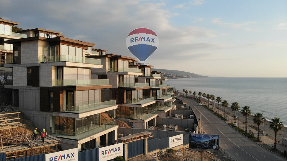 Eye-level view of luxury villas overlooking the Black Sea in Batumi