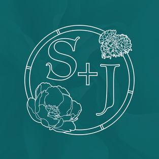 Wedding monogram on a teal background