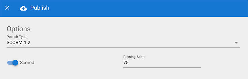 Setting a passing score when publishing from CenarioVR