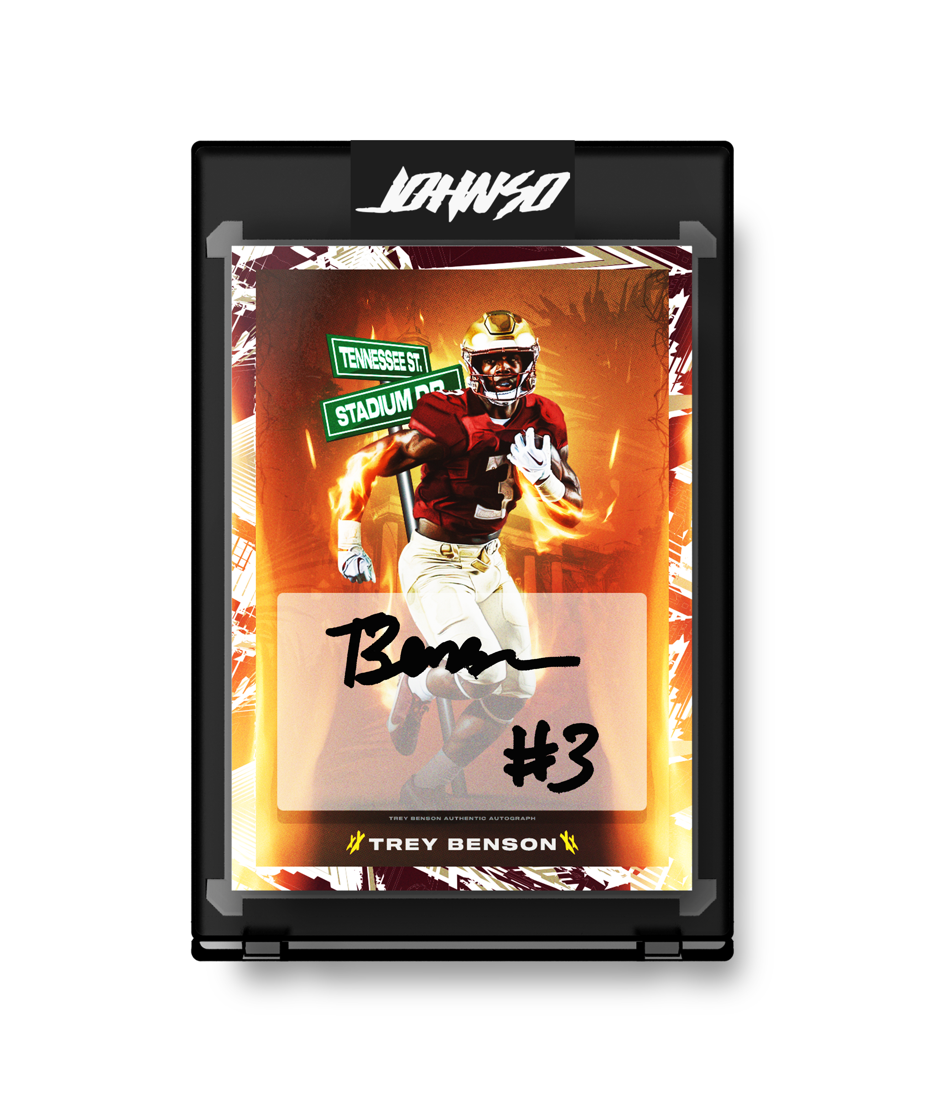 Trey Benson Tennessee Street white border autograph / 8