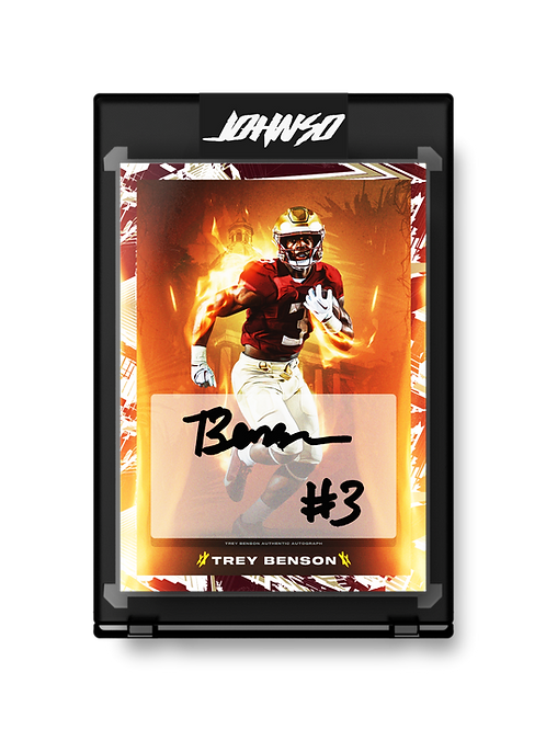 Trey Benson flames white border variation autograph / 15