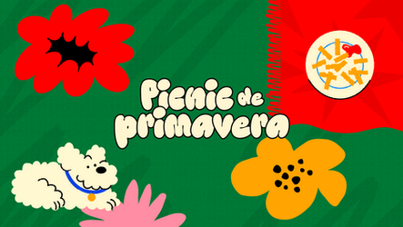 Picnic de primavera, ilustraciones de campaña con flores y un picnic.