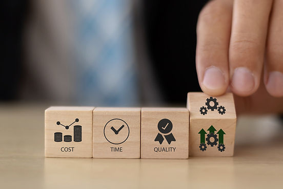 Project management triangle; Time, Quality, Cost concept. Valuable tool for prioritizing a
