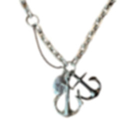 sterling silver necklace, made of multiple chain links and 3 unique anchors gathered in the front.