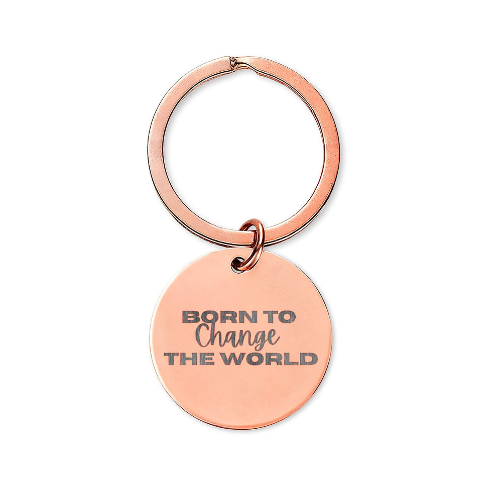 Thumbnail: Not Just Beautiful round keychain | Stainless Steel Engraved Keyring