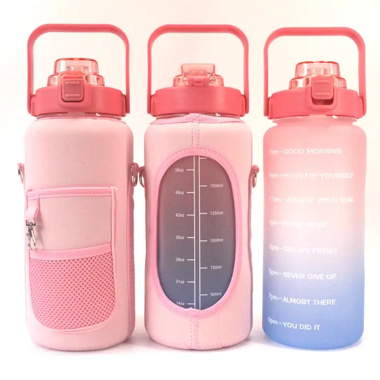 Thumbnail: 2l Half Gallon Water Bottle With Sleeve & Straw