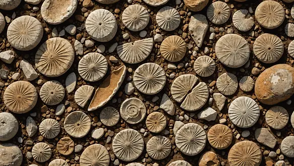 Fossils embedded in rocky surface