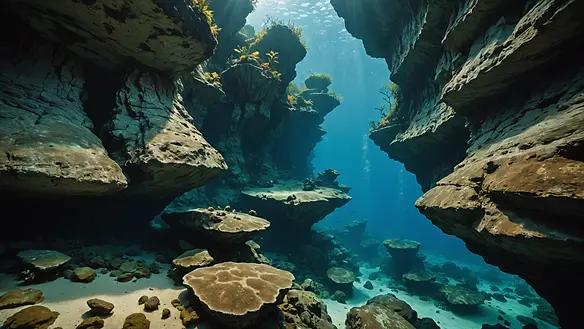 Close-up view of the underwater rock formations in The Devil’s Hole