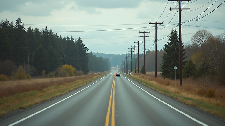 Eye-level view of the main road going through Afton