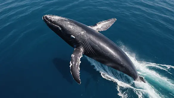 High angle view of a whale breaching the surface of the water