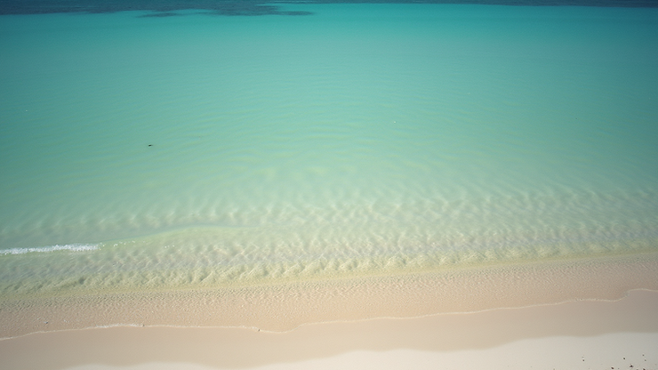 High angle view of The Shoals with shallow waters and sandy bottoms