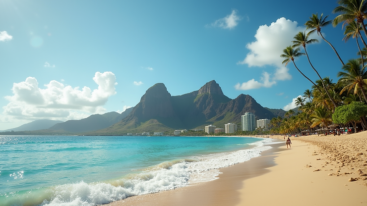 Waikiki Beach with iconic Diamond Head