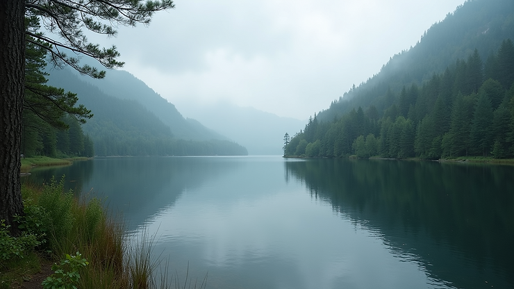 High angle view of the serene waters of Lake Conway