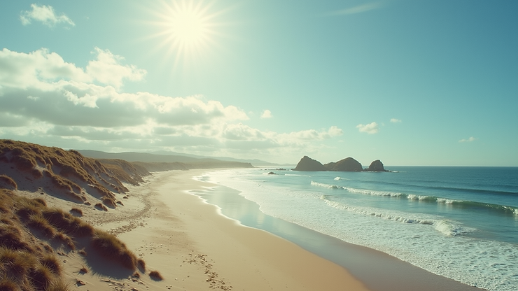Wide angle view of Coast Guard Beach with its pristine landscape.