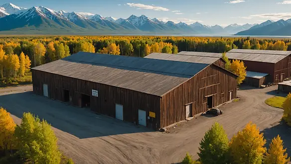 High angle view of the Old Matanuska-Susitna Warehouse