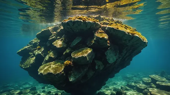 Close-up view of an underwater rock formation in Lake Lillinonah