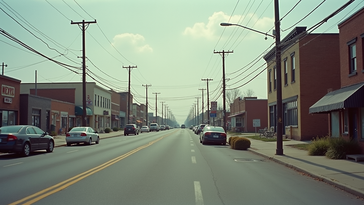 Wide angle view of Kokomo's urban landscape