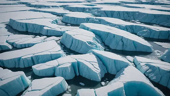 High angle view of glacial ice forms at Fonnfjell