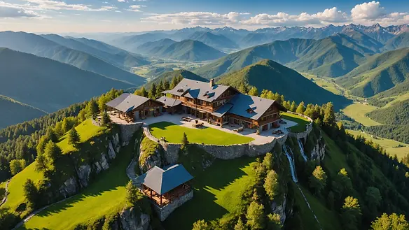 High angle view of Sky Mountain Retreat with sweeping views