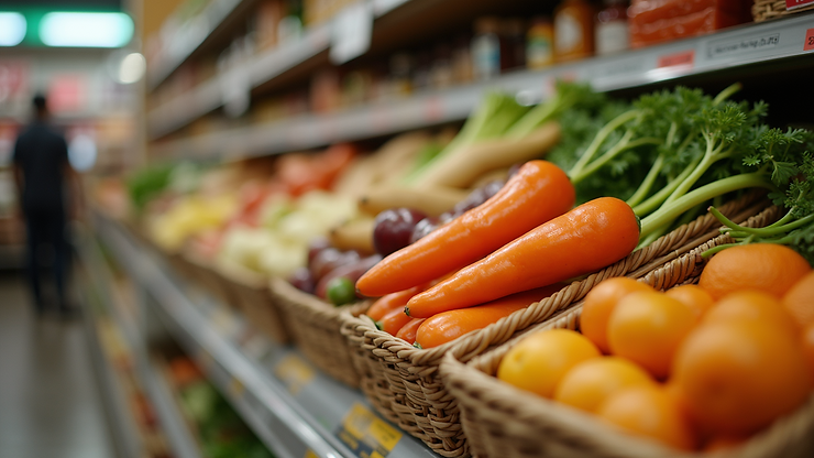 Close-up view of local products available for purchase at TCI Grocery