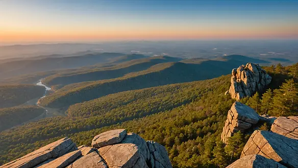 High angle view from Cheaha Mountain, the highest point in Alabama