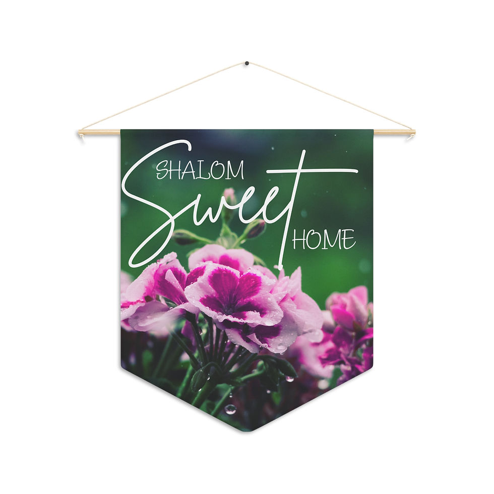 Thumbnail: Shalom Sweet Home Wall Hanging | Pink Floral Blessing Home Decor