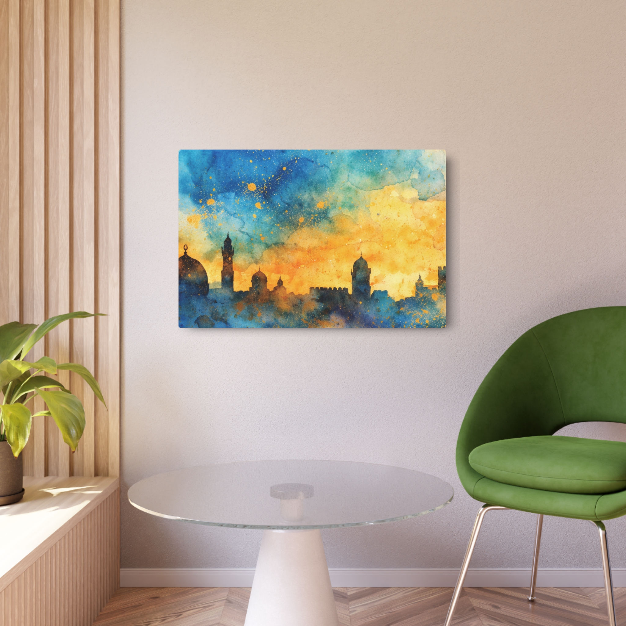 Jerusalem Skyline Metal Art Sign | Judaica Wall Decor | Cityscape Aluminum Print