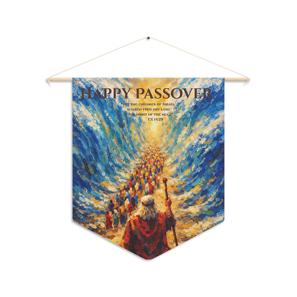 Thumbnail: Happy Passover Pennant - Exodus 14:29 Wall Hanging