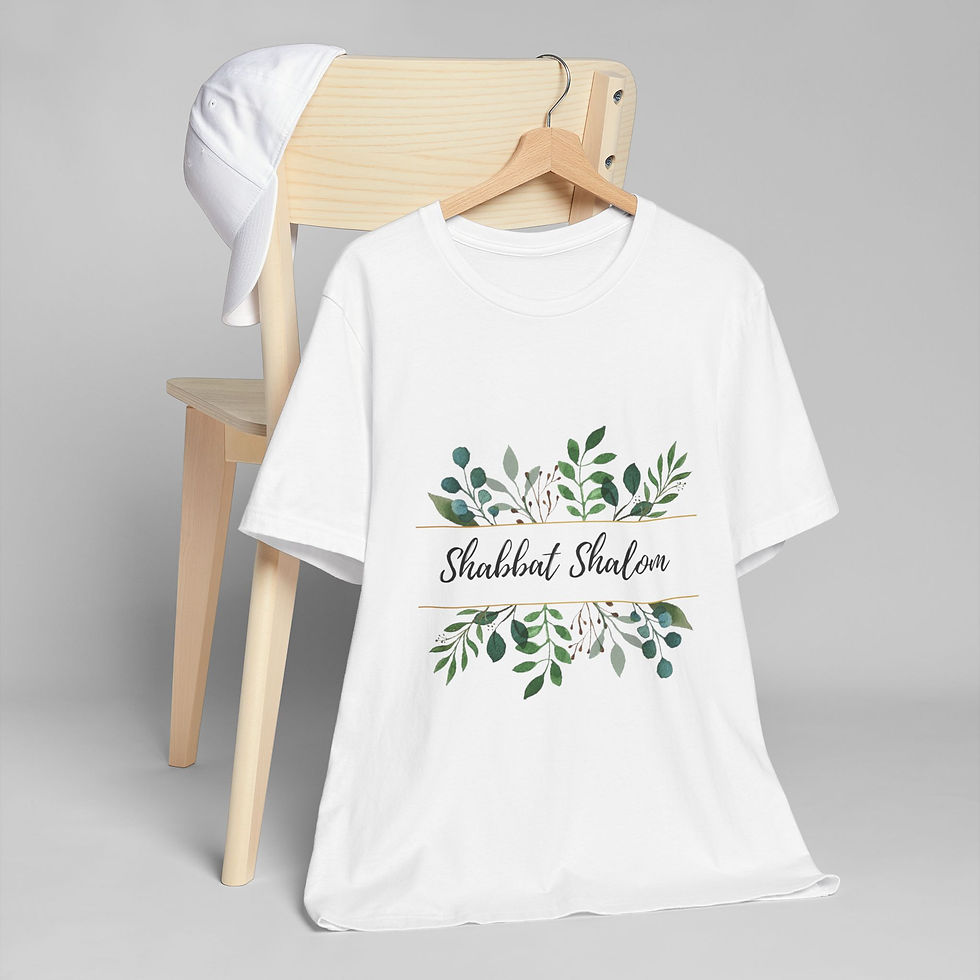 Thumbnail: Floral Shabbat Shalom Jersey T-Shirt - Wear Your Faith
