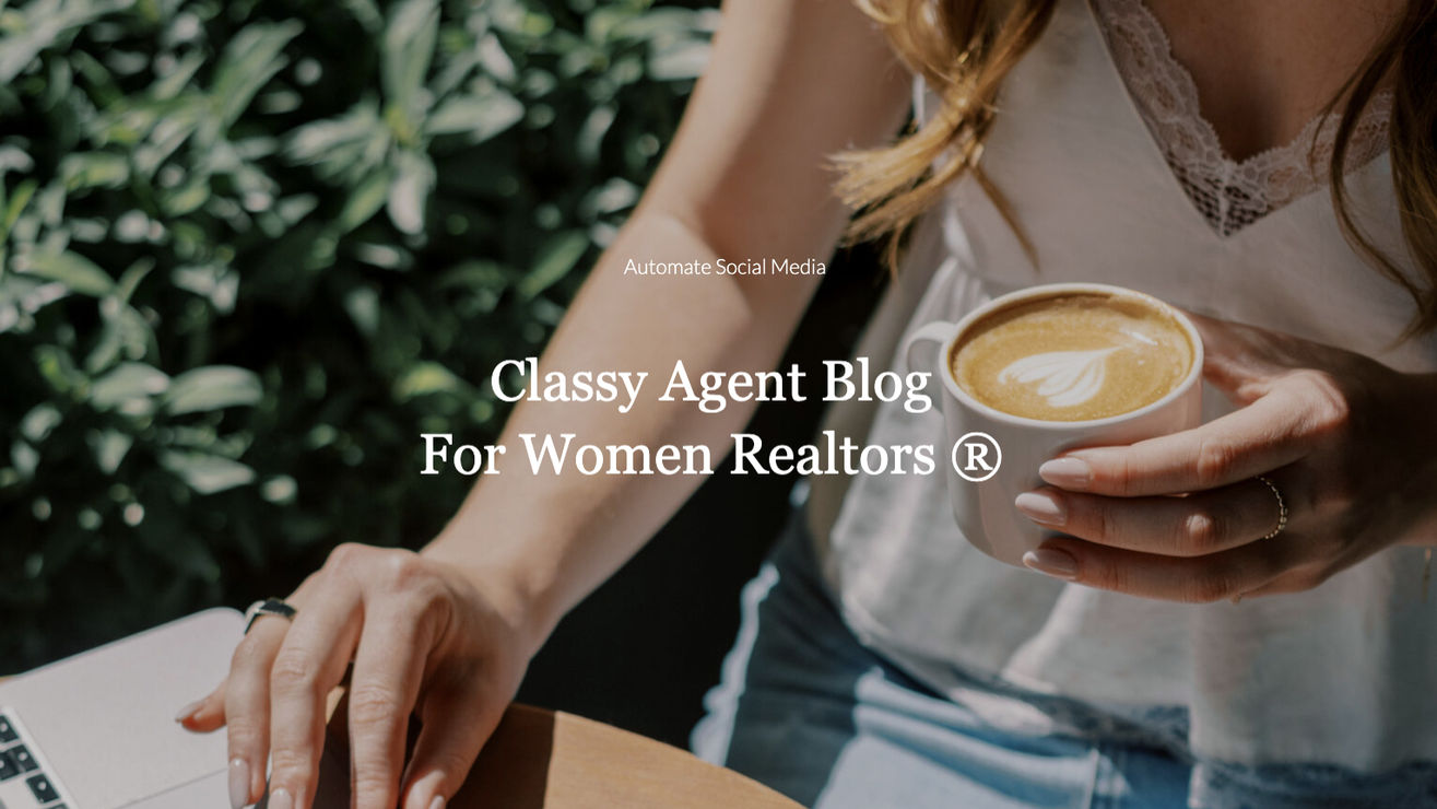 Female realtor working outside with laptop and cup of coffee