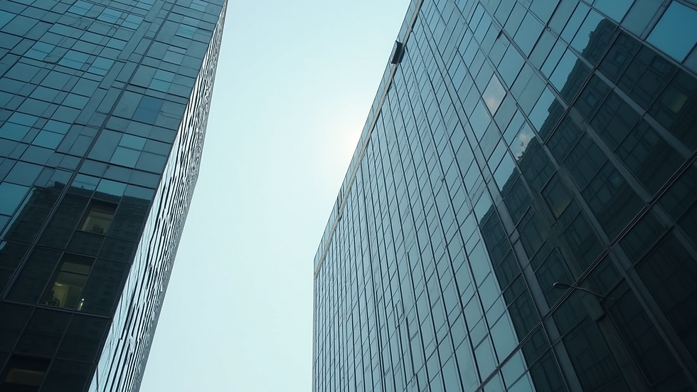 Wide angle view of a modern office building