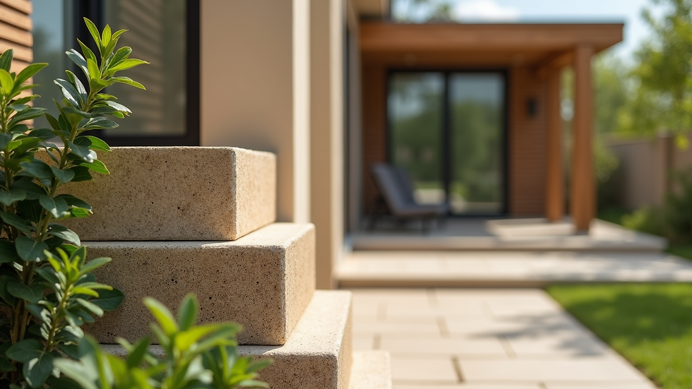 Close-up view of sustainable exterior building materials with natural textures