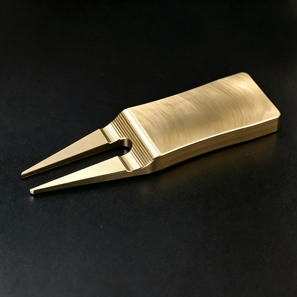 Left view of ABBECIAO Solid Brass 76MM× 21MM Golf Divot Repair Tool Blanks 6mm Thick