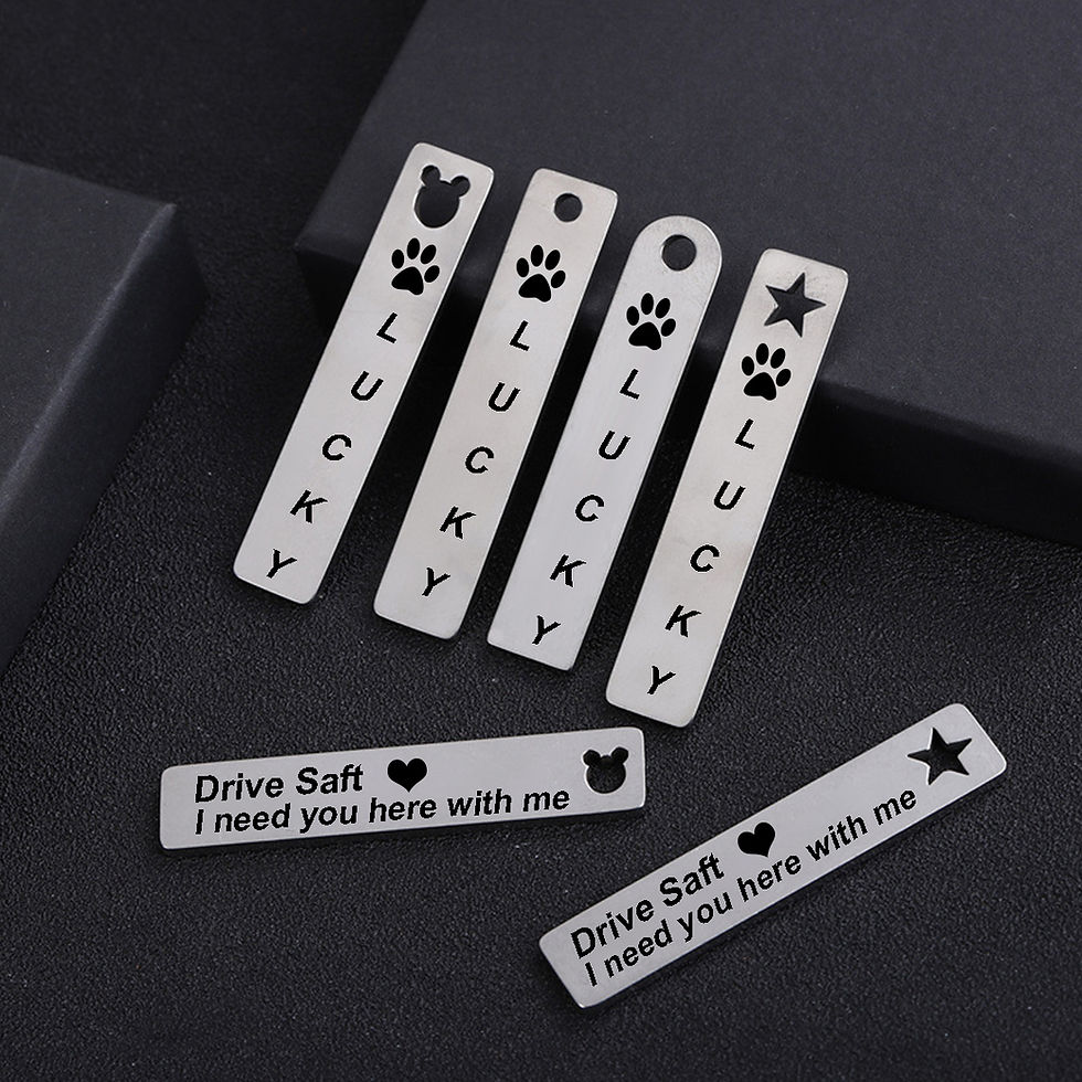 Thumbnail: ABBECIAO Stainless Steel Stamping Blank Rectangle Pendant with 6 Shape Holes