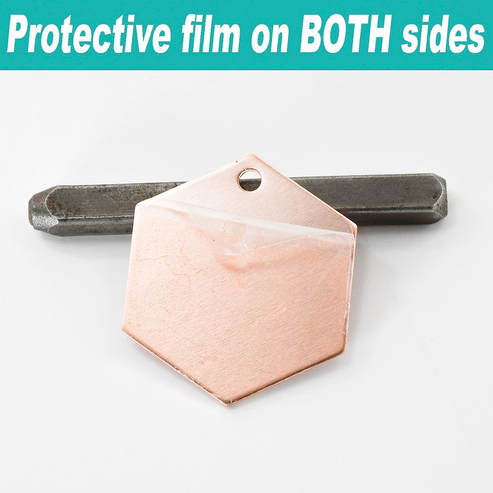 Thumbnail: ABBECIAO Hexagon Copper Stamping Blanks for Pet ID Tags Keychain Making w/ Hole