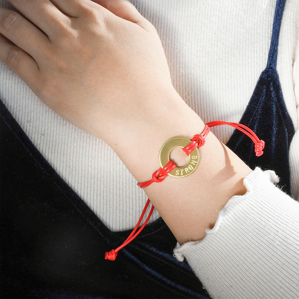 Thumbnail: ABBECIAO Brass Washer Bracelet Stamping Project Kit (Red)