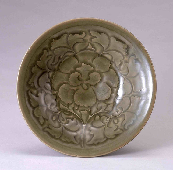 北宋時代 湖田窯 青磁刻花鳳尾花文房洗 覆燒 覆輪口 影青 古皿唐物(F-90) 北宋時代 湖田窯 青磁刻花鳳尾花文房洗 覆燒 覆輪