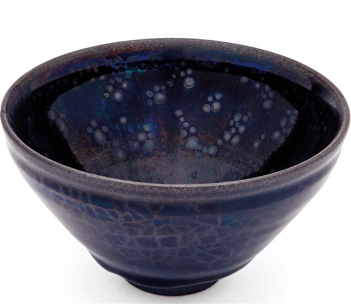 古美術　中国南宋時代藍斑天目茶碗　共箱　共紙XG6-1 古美術 中国南宋時代藍斑天目茶碗 共箱 共紙XG6-1